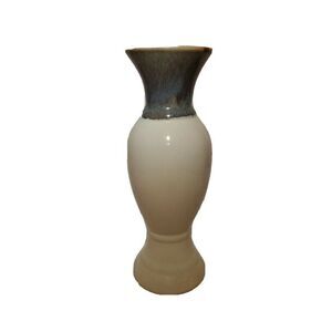 Blue Brown Drip Edge Glazed Studio Pottery Vase 10” Tall Bouquet Arrangement